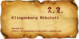 Klingenberg Nikolett névjegykártya